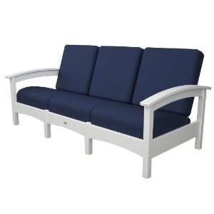 Trex Outdoor Rockport Club Sofa in Classic White with Navy 