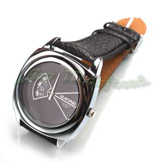 6x Black Boy Mens Faux Leather Electronic Charms Wristwatch 25cm 