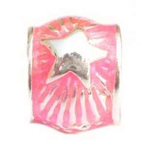  TOC BEADZ Neon Pink Shooting Star 8mm Enamel Bead Jewelry