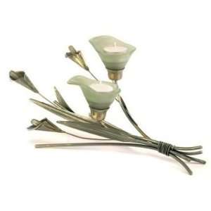  Dual Green Patina Copper Lily Candleholder
