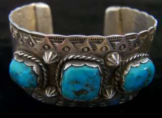 SONNY SPRUCE, TAOS PUEBLO, NM STERLING SILVER & TURQUOISE CUFF 