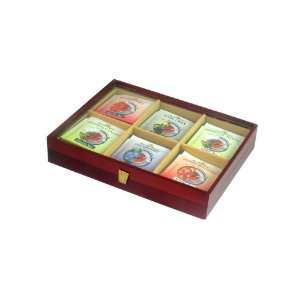   Nation Wood Tea Box with Window, 6 Flavors, 36 Count Foil Envelopes