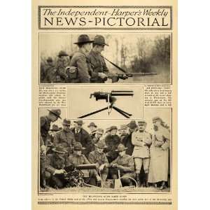  1918 Print WWI Browning Machine Gun Rifle Army Officers 