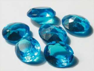 CZECH VTG JEWEL BLUE OVAL GLASS STONE FACETED 12 mm (6)  