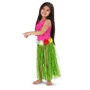   Company Child Green Artificial Grass Hula Skirt with Floral Waistband