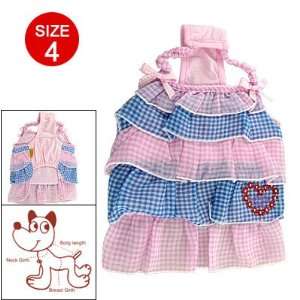   Blue Pink Bowknot Decor Checked Slip Dress for Puppy