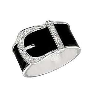   Black Enamel CZ Pave Buckle Ring 5 [Jewelry] Bling Jewelry Jewelry