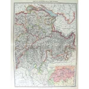  HARMSWORTH MAP 1906 SWITZERLAND GRISONS ENGADIN ALPS