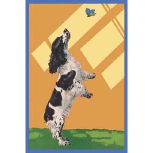   Cocker Spaniel Sees a Butterfly by Diana Thorne 12x18