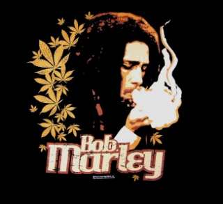 Bob Marley   Marijuana Smoke Gold Leaves t shirt black new 1X 3X Zion 