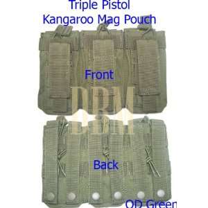  Triple Pistol Kangaroo Mag Pouch Bag OD Green Sports 
