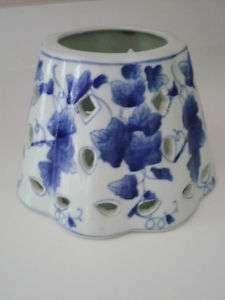 JAR CANDLE SHADE WHITE w/ BLUE IVY DESIGN  