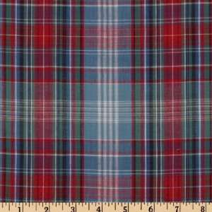   Madras Cotton Plaid Blue/Red Fabric By The Yard Arts, Crafts & Sewing