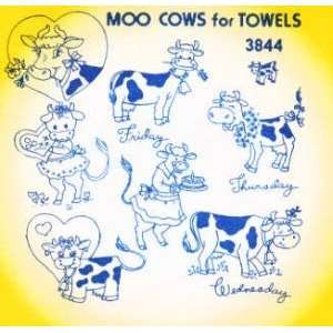  8009 PT R Moo Cows for Towels by Aunt Marthas 3844 Arts 