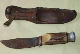 Vintage Bonsa Solingen Germany Hunting Knife Stag Handle Hollow Ground 