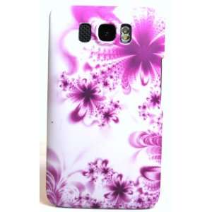  White with Purple Blossom Rubber Texture HTC HD2 Snap on 