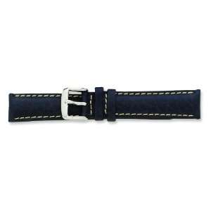 de Beer Navy Blue Sport Leather Watch Band 22mm 