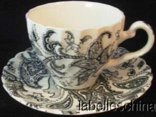Johnson Brothers Paisley Black Teacup and Saucer  