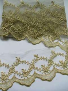 Metallic Embro Floral Netting Lace 2 yards T101  