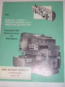 Vtg Schwartzkopff KBF2 Boring/Milling Machine Catalog  