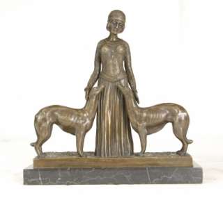 Deco Bronze Figurine & Borzoi Dog By Chiparus  