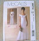 McCalls Pattern #M4714 Alicyn Misses Lined Bridal Gowns (6 8 10 12)