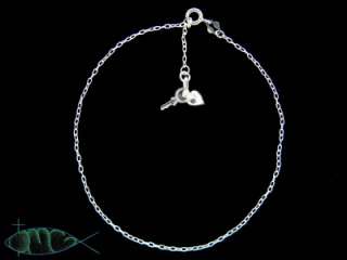 NEW Sterling Silver Heart & Key Charm Ankle Bracelet  