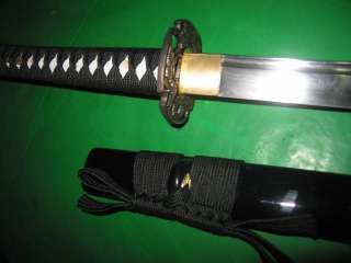 SHARP BLACK SAYA DRAGON TSUBA JAPANESE KATANA SWORD  