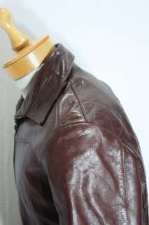 Vintage Mens NATURAL COMFORT Thick Leather Jacket 42  