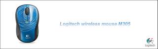 Logitech M305 Wireless Optical Mouse   Blue Swirl  