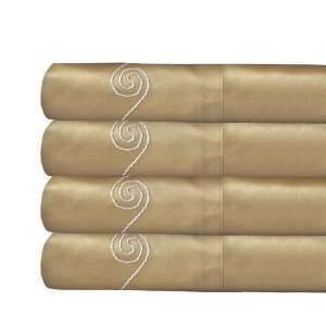   Thread Count Swirl Standard Pair Pillow Cases, Wheat