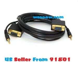 PC To TV 10ft SVGA HD15 M/M cable w/ 3.5mm Audio Cable  