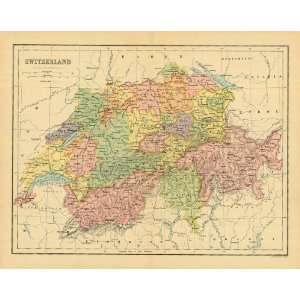    Bartholomew 1870 Antique Map of Switzerland