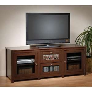   Flat Panel LCD / Plasma TV Console 2 Glass Drawers and Doors By Prepac