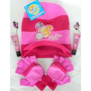   Pink Hat, Texting Gloves & Lip Glosses Gift Set in Organza Gift Bag