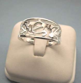 925 Sterling Silver Hawaiian Cutout Honu Turtle Ring (Size 5)
