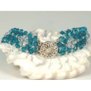    Blue Azure Swarovski Crystal Tennis Bracelet 