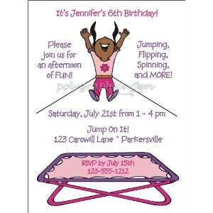  Bungee Trampoline Girl (brown Skin) Party Invitations 