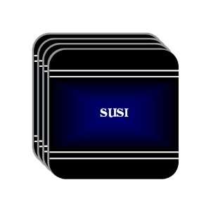 Personal Name Gift   SUSI Set of 4 Mini Mousepad Coasters (black 