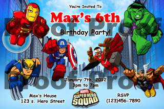 Superhero Squad Super Hero Birthday Invitation  