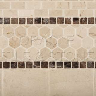 Crema Marfil Marble Tumbled Baby Brick Mosaic Tile Mesh  