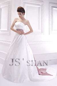   Empire Sash Satin Strapless A line Bridal Gown Wedding Dress,US4 UK8