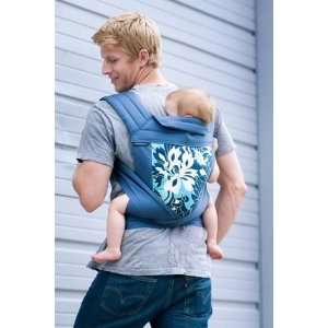 Mei Tai Baby Carrier Wildflowers Navy on Steely Blue with Dainty Baby 