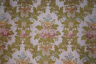 Pinks & Greens Floral French Antique Silk Brocade  
