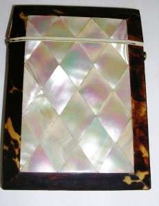 Victorian Faux Turtle, Mother of Pearl, Silver Calling Card Case 