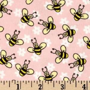  45 Wide Buzy Bees Pink Fabric By The Yard Arts, Crafts 
