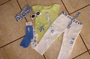 Gymboree GREEK ISLE STYLE 7pc outfit LOT 5 6 top jeans hair sunglasses 