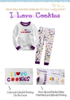 NWT Baby & Toddler Kids Girl Sleepwear Pajama Set I love Cookies 