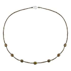  Sterling Silver Fresh Water Brown Pearl Necklace (6 7 mm 