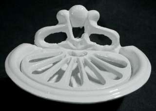 ENAMELWARE SOAP DISH WITH DRAINER CAST IRON  